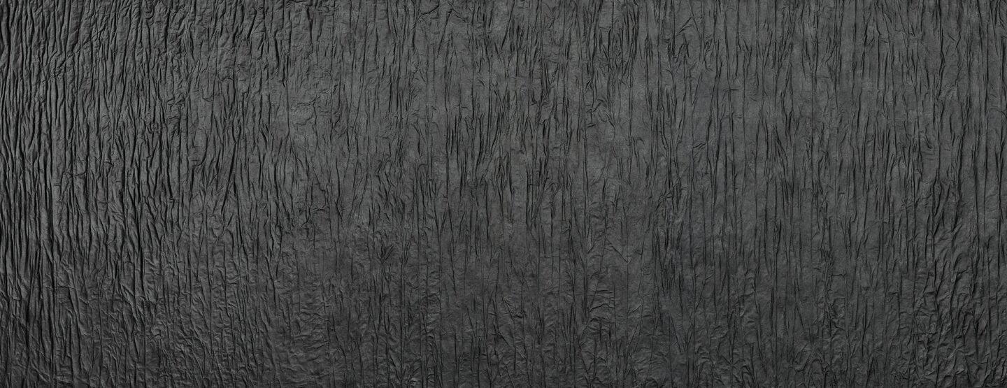 Whole plate photo of black design plate with deep crumpled texture