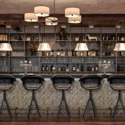 Bar cladding with vintage look textured decorative panels