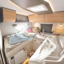 Sleeping area in the caravan with design elements from SIBU DESIGN