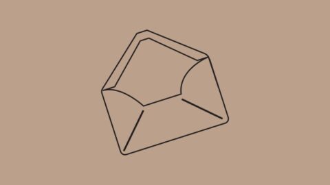 Brief Symbol in schwarz auf beigem Hintergrund