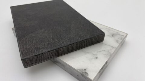 Two pressed plates with color matching edges