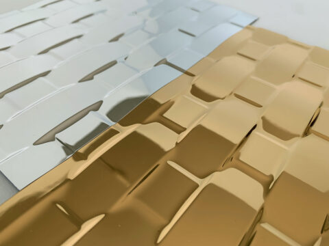 silber und gold glänzende Ausführung des Dekors SL RATTAN 20