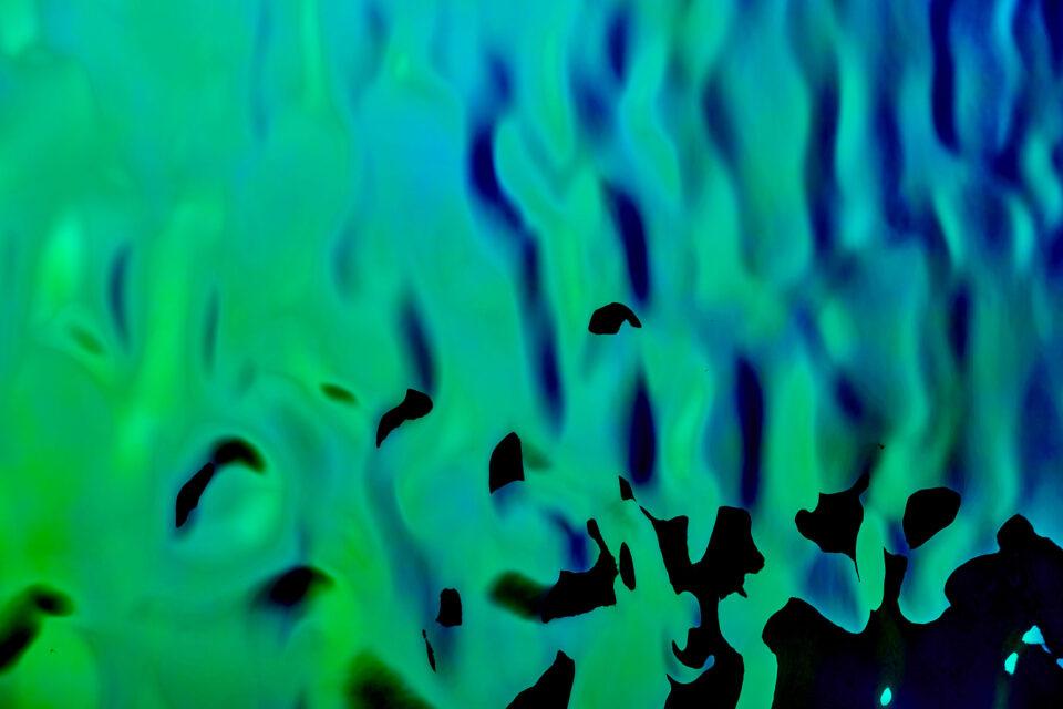 Close-up of a green, glossy decor with structure