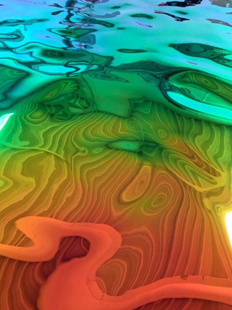 orange grünes, glänzendes Dekor