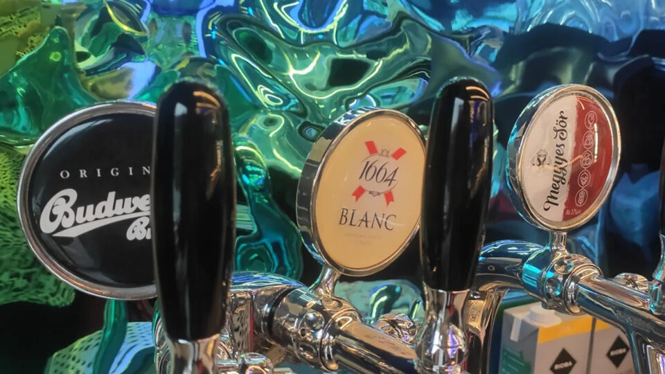 Close-up of beer taps