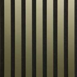 Detailed shot of a sound-absorbing acoustic panel. The surface is black and features elegant, reflective gold stripes.