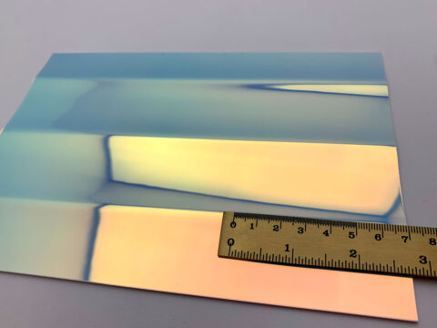 Detailed shot of the SL PILLAR Hollywood Blue design panel with a ruler