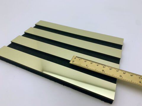 Close-up shot with ruler of the ACOUSTIC WALL PANEL AP in the colour Fashion Gold