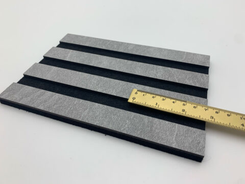 Close-up shot with ruler of the ACOUSTIC WALL PANEL AP in the colour Fuzzy Grey