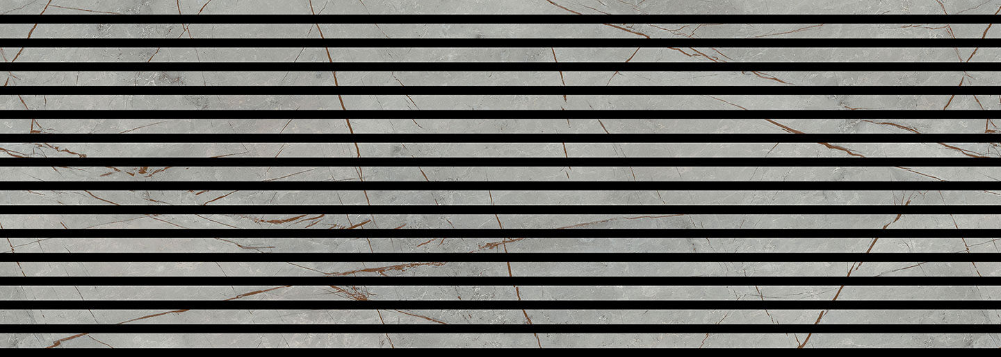 Ganzplattenfoto eines Designpaneels mit helleren und schwarzen Linien in der Farbe LIMESTONE Grey
