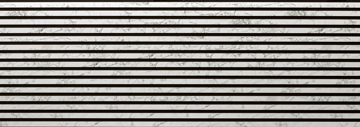 Full-panel photo of a design panel with lighter and black lines in the colour MARBLE White